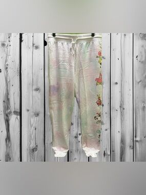 Nickelodeon SpongeBob Cartoon Character Tie-Dye White Jogger Sweatpants M